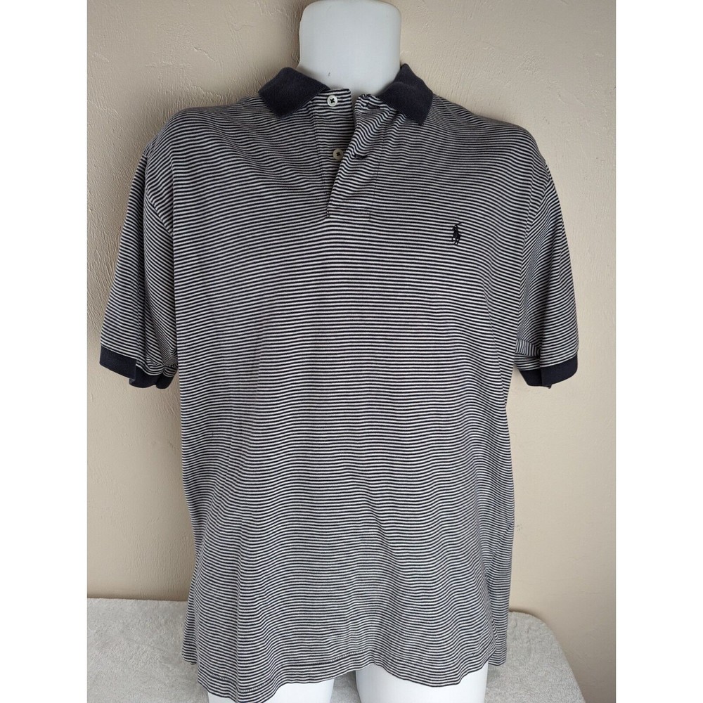 Polo By Ralph Lauren Polo Shirt Blue / White Men's Large Blue Label